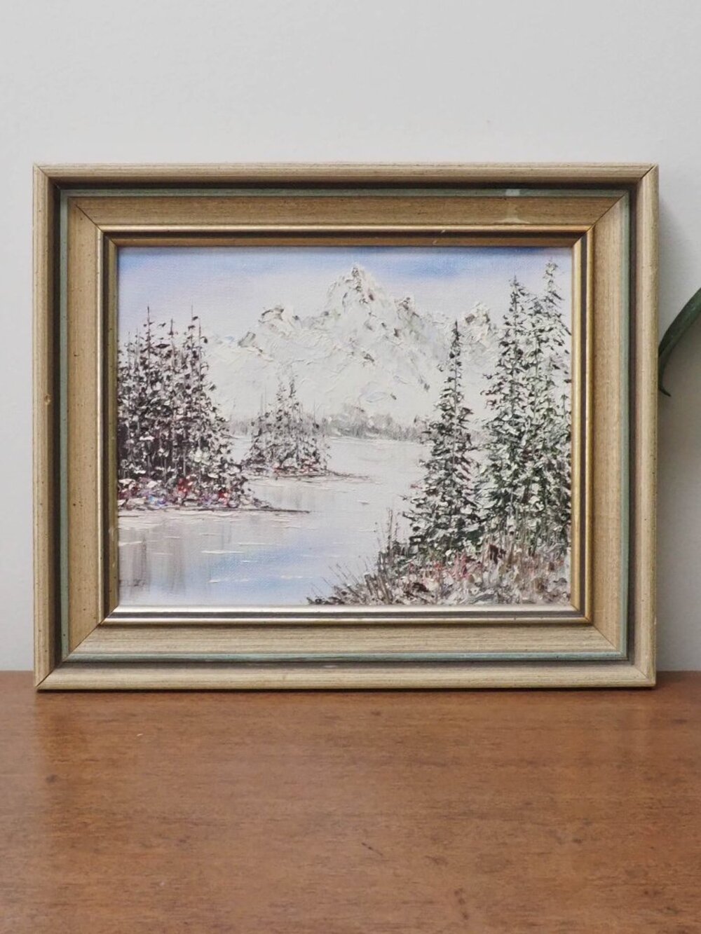 Vtg Framed Winterscape Oil Painting - 12.75" x 10.75" - ELZA 1978